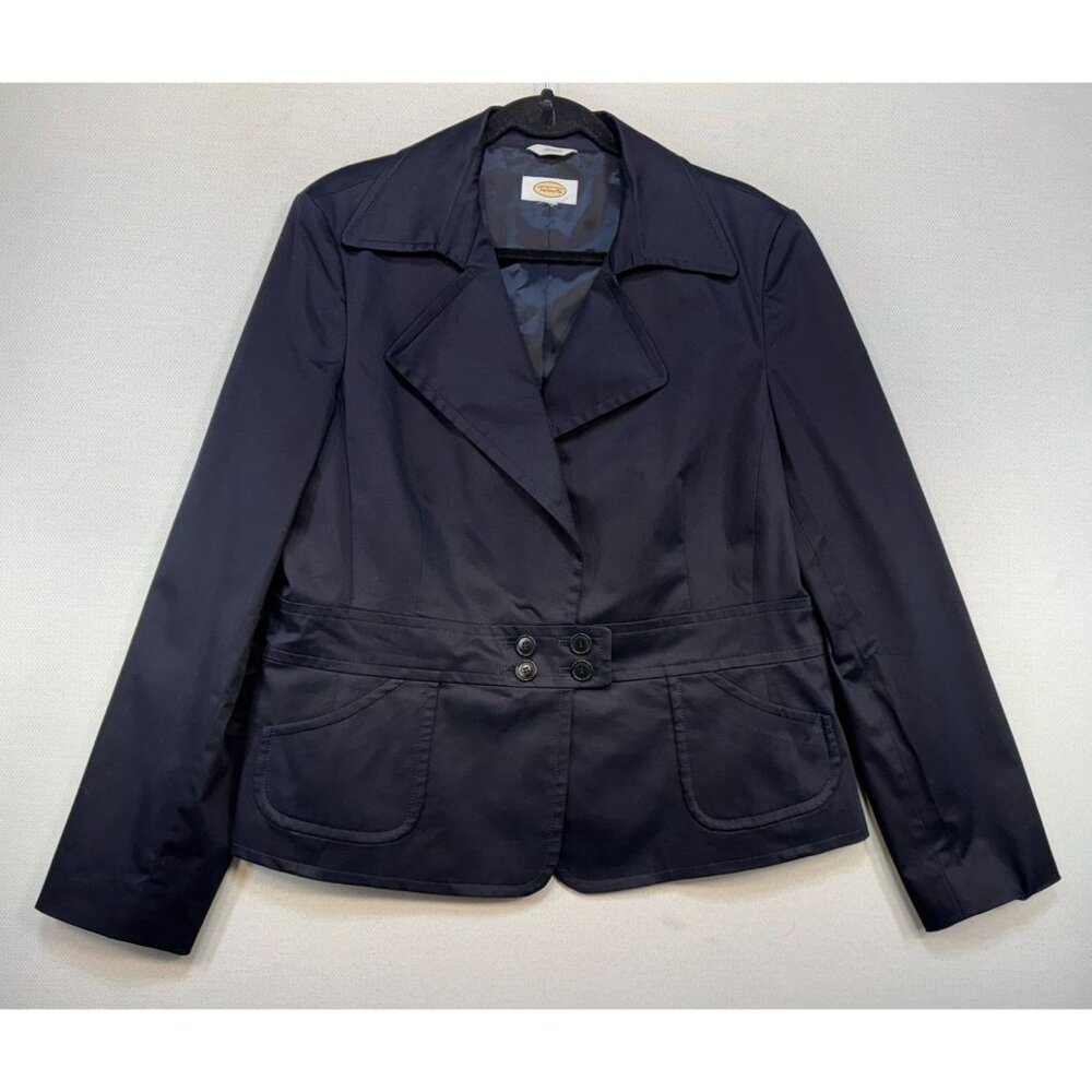 Talbots Womens Stretch Blazer Jacket Button Detail & Pockets Navy